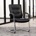 ZURI Modern Carnegie Leather and Chrome Side Chair with Aluminum Base - Black