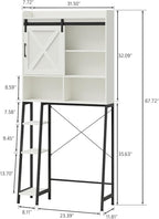 Vabches Over The Toilet Storage Cabinet, Farmhouse Storage Cabinet Over Toilet with Sliding Door & Toilet Paper Holder Stand, Home Space-Saving Toilet Rack for Bathroom, Restroom