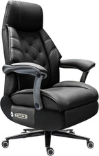 Kinnls Magnus Massage Office Chair with Ventilation and Heating,Leather Power Recliner Chair with Footrest,Big and Tall Ergonomic Comfy Home Office Desk Chairs High Back 500lbs (Black)