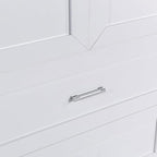 Polibi Tall Storage Cabinet with 2 Doors, 2 Drawers, 4-Tier Storage Racks of Each Door, Adjustable Shelf, Floor Free-Standing Cabinet for Bathroom, Living Room, MDF, White