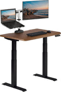 Vari ComfortEdge 40x26 Inch Adjustable Standing Desk – Small Electric Sit Stand VariDesk for Apartment, Bedroom, or Home Office + Beveled Edge, Tool-Free Assembly (Walnut Top/Black Legs)