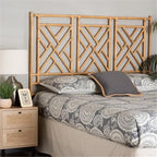 Pemberly Row Bohemian Natural Rattan King Size Standalone Headboard