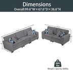 Legend Vansen Modular Sectional Sofa U Shaped Couch with Ottoman Modern Reversible Corner Sectional Couch for Living Room (Dark Grey, 2+3)