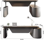 SAINTCY 94.5 Inch Large Executive Office Desk with File Cabinet, Sit & Stand L Shaped Executive Desk, Adjustable Luxury Office Desks for Boss, Business Owners, Managers and Supervisors Return Left