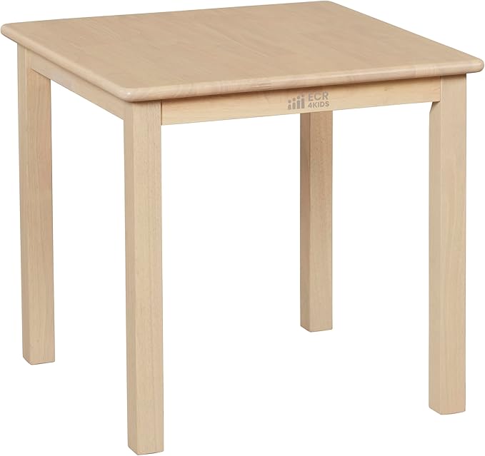 ECR4Kids 24in Square Hardwood Table with 22in Legs, Kids Furniture, Antique White