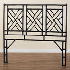 Pemberly Row Bohemian Black Natural Rattan King Size Standalone Headboard