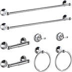 BGL Bathroom Hardware Set Chrome Adjustable Expandable Bath Towel Bars Bathroom Accessory Set Towel Racks 8-Pieces Wall Mount