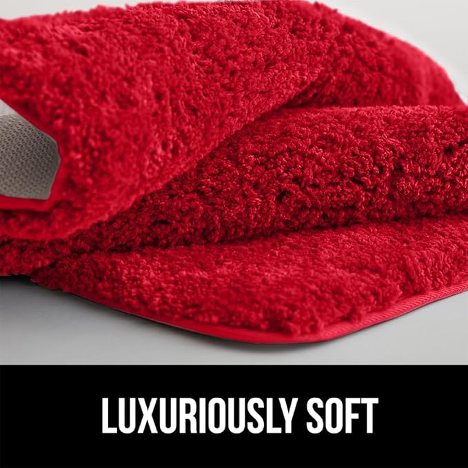 GORILLA GRIP Bathroom Rugs, Ultra Soft Absorbent Mat, Thick Plush Bath Rug, Machine Washable, Microfiber Quick Dry, Mats for Shower, Bathtub and Floor, Home Decor Accessories, 24x17, Red