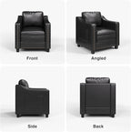 Mid Century Modern Accent Chair, 30 Inches PU Leather Armchairs, Barrel Chair Living Room Chairs Club Chair with Cushion Reading Chair for Bedroom, Apartment, Reading Room, Black