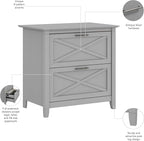 Bush Furniture Key West 2 Drawer Lateral File Cabinet in Cape Cod Gray, Document Storage for Home Office, Accent Chest with Drawers