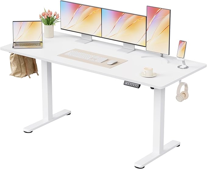 Homall Height Adjustable Electric Standing Desk, Memory Stand up Desk with Headphone Hook, Home Office Desks with Splice Board
