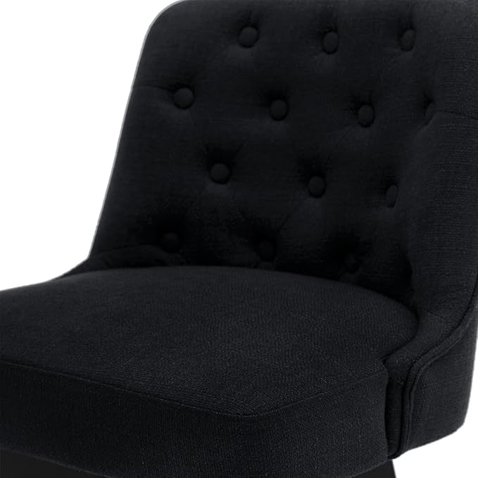 MINCETA Bar Stool, 30 Inch Upholstered Barstool with Low Tufted Back and Footrest, Swivel Counter Height Barstool for Kitchen Island Home Bar Performance Fabric Black