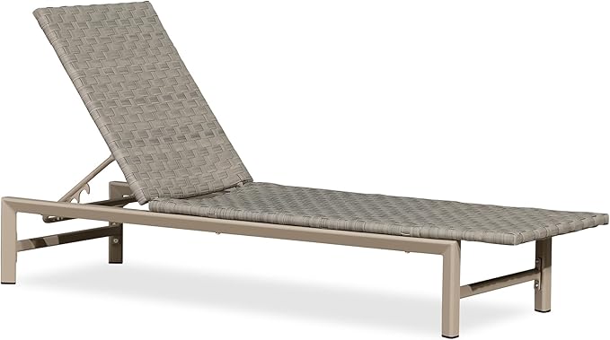 PURPLE LEAF Patio Chaise Lounge Rattan Chair Outdoor Pool Adjustable Recliner Wicker Lounger for Outside Woven Furniture Tanning Poolside Lounger Granite Gray