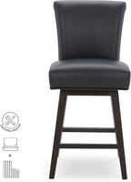 CHITA 26 Inch Counter Height Swivel Bar Stools Set of 2, FSC Certified Modern Upholstered Faux Leather Swivel Barstool Chair with Back, Black