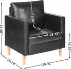 STHOUYN Faux Leather Comfy Black Accent Arm Chair Single Sofa Living Room, Bedroom Chair Reading Chairs for Adults, Suitable for Small Spaces Office Couch, Easy Assembly