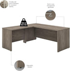 Bush Business Furniture Studio C L Shaped Desk with Mobile File Cabinet and Return, 72W x 30D, Modern Hickory