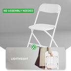 White Folding Chairs 10 Pack,Folding Chairs for Outdoor,Heavy Duty 350lb Capacity Portable Event Plastic Chairs with Steel Frame,Wedding Party Office Dining