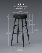 VASAGLE EKHO Collection - Bar Stools Set of 2, Bar Height Bar Stools, Kitchen Counter Stools, Mid-Century Modern Backless Counter Stools, 30-Inch Tall, Kitchen Island Home Bar, Ink Black