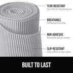 GORILLA GRIP powerGRIP Drawer Shelf and Cabinet Liner, Thick Strong Hold, Non-Adhesive Liners Protect Kitchen Cabinets and Cupboard, Bathroom Drawers, Easy Install, Breathable Mat, 20" x10' Light Gray