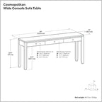SIMPLIHOME Cosmopolitan Console Table - 60 Inch Wide Solid Wood Sofa Table in Mahogany Brown, Contemporary Storage Table for Entryway or Living Room with 3 Drawers, Square-Edged Top, and Tapered Legs