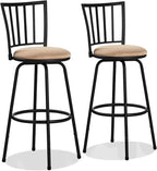 VECELO Bar Stools Adjustable Height, 24/29" Barstool Swivel Counter Stool with Upholstered Seat,Steel Bistro Pub Chairs, Straight Line Backrest