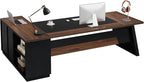 Tribesigns L-Shaped Executive Desk, 78-Inch Large Office Desk with Drawers and Lateral File Cabinet, Modern Business Furniture with Storage Shelves, Workstation for Home Office (Walnut + Black)