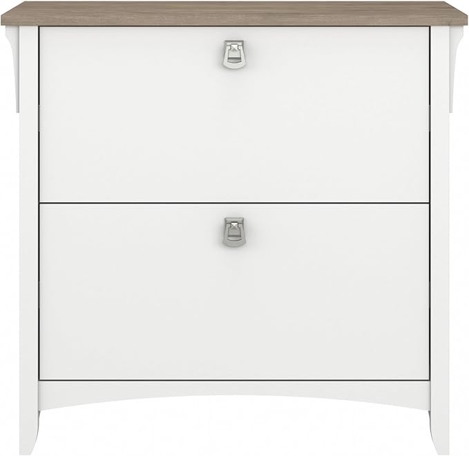 Bush Furniture Salinas 2 Drawer Lateral File Cabinet in Shiplap Gray and Pure White, Home Office Storage Solution, Organizer with Drawers for Workspace, Filing Unit