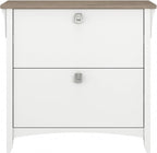 Bush Furniture Salinas 2 Drawer Lateral File Cabinet in Shiplap Gray and Pure White, Home Office Storage Solution, Organizer with Drawers for Workspace, Filing Unit