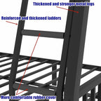 Higher Quality & Stronger Metal Full XL Over Queen Bunk Bed, Thickened Heavy Duty More Stable Safer Black Steel Bunkbed Bunk Queen Bed (Easier to Assemble) (Full XL Over Queen)