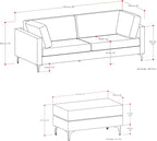 SIMPLIHOME Ava Sofa and Ottoman in 100% Recycled Polyester Performance Fabric, Pebble Grey, 90-inch-Wide 3-Seater Couch and Matching 36-inch-Wide Table Ottoman for Living Room, 2-Piece Set