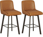 Swivel Counter Height Bar Stools Set of 4, 30''H Upholstered Barstools with Backs, Modern Bar Stool Chairs for Kitchen Island, Metal Legs, Faux Leather, Whiskey Brown Stools Counter Chair