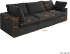 WJShome Cloud Modular Sectional Couch, 120.45" Convertible Couch - 3 Seater for Living Room, Minimalist Deep Sofa, Washable & Replaceable Sofa Covers (Black)