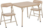 Flash Furniture Mindy Kids 3-Piece Folding Square Table and Chairs Set for Daycare and Classrooms, Children's Activity Table and Chairs Set, Tan