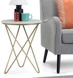 SIMPLIHOME Gabon Modern 18 inch Wide Metal Accent Side Table in White, Gold for the Living Room and Bedroom