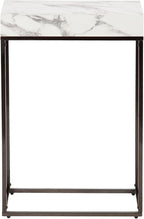 Kate and Laurel Karlsen Modern Faux Marble and Metal Narrow Side Table, 16 x 8 x 24, White and Gray Gunmetal, Minimal Slim End Table for Use as Bedroom Nightstand or Entryway Accent