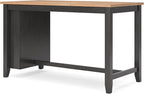 Signature Design by Ashley Gesthaven Contemporary Counter Height Dining Table with 3 Shelves and Trestle Base, Light Brown & Dark Brown