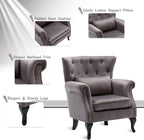 chairus Mid-Century Modern Accent Chair Comfy Tufted Single Sofa Chair Wingback Armchair with Pillow for Club, Living Room, Bedroom - Velvet, Grey