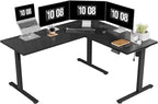SANODESK Electric Corner L-Shaped 63 x 55 in Standing Desk, Memory Height Adjustment, Black Top Black Frame