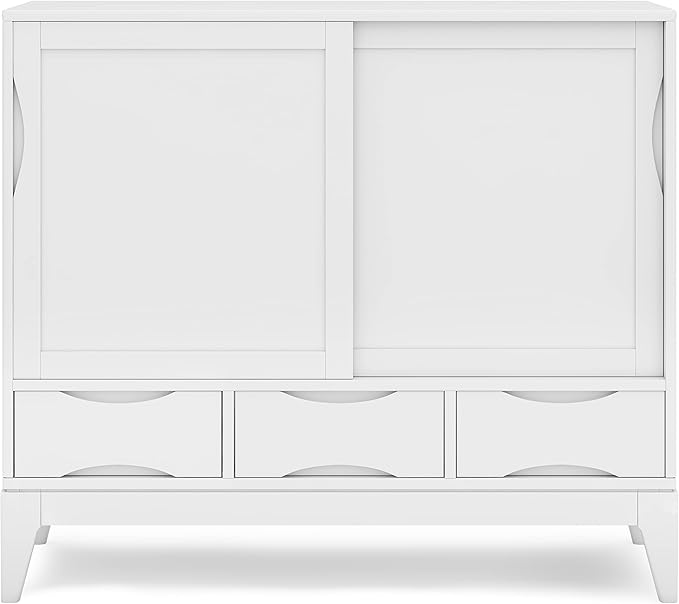 SIMPLIHOME Harper Solid Wood 48 inch Storage Cabinet in Teak Brown (Set of 2) for The Living Room, Entryway and Family Room