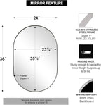 ANDY STAR Chrome Bathroom Mirror 24x36, Chrome Mirror Oval, Polished Silver Bathroom Mirror, Oval Mirrors Stainless Steel Frame Deep 1’’ Hang Vertical or Horizontal