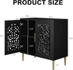 ARTPOWER Vintage Accent Cabinet with 2 Doors, Hollow Carving Buffet Cabinet, Sideboards and Buffets with Storage, Credenza for Living Room, Kitchen, Dining Room, Entryway, Hallway, Black