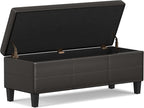 SIMPLIHOME Afton 48 inch Wide Contemporary Rectangle Storage Ottoman Bench in Tanners Brown Vegan Faux Leather, Assembled, For the Living Room and Bedroom
