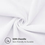 decorUhome Chenille Soft Throw Pillow Covers 12x20 Set of 2, Lumbar Velvet Farmhouse Neutral Decorative Euro Pillow Covers with Stitched Edge for Couch Sofa Bed Home Decor, White