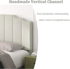Queen Size Headboard Only, Velvet Wall Mounted Headboard Queen/Full Size for Adjustable Bed, Modern Vertical Channel Design with Curved Tufted Upholstered Head Board, Cream