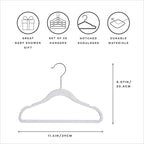 3 Sprouts Velvet Baby Hangers - Non-Slip Hanger for Infant, Toddler, Baby Clothes - Closet Kids Hangers with Slim Design, Nordic Colors, Pack of 30 - White