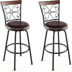COSTWAY Bar Stools for Kitchen Island, 24/30 Inch Adjustable Seat Height Swivel Barstools Set of 2, Cushioned Seat & Cozy Backrest, Extra Leg Tubes for Height Adjustment, for Kitchen, Bar (2)