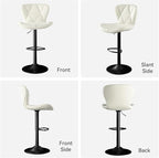 Bar Stools Set of 2,Adjustable Swivel Barstools,Counter Height Barstools with Backs Faux Leather Kitchen Island Bar Chair, White