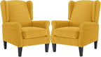 Accent Chair for Living Room Set of 2, High Back Reading Armchairs with Removable Seat Cushion, Mid-Century Single Couch in Fabric, Modern Ergonomic Wingback Chair for Bedroom,Club, Balcony