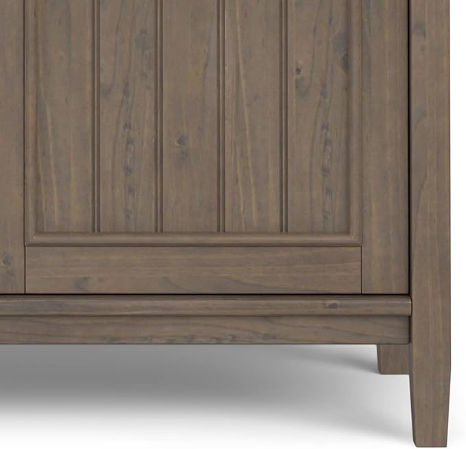 SIMPLIHOME Lev SOLID WOOD 39 Inch Wide Contemporary Medium Storage Cabinet in Smoky Brown, For the Living Room, Entryway and Family Room