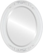 OVALCREST Oval Beveled Wall Mirror for Home Decor - Florence Style - Linen White - 32" x 26"